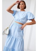 Women\'s summer set, blouse and skirt, light blue FG647 - Online store - Boutique